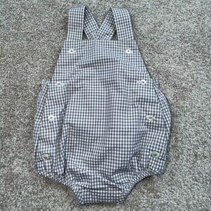 Jacadi Paris Baby Gingham Bloomers Short Jumpsuit Grey White NWT 3 Months